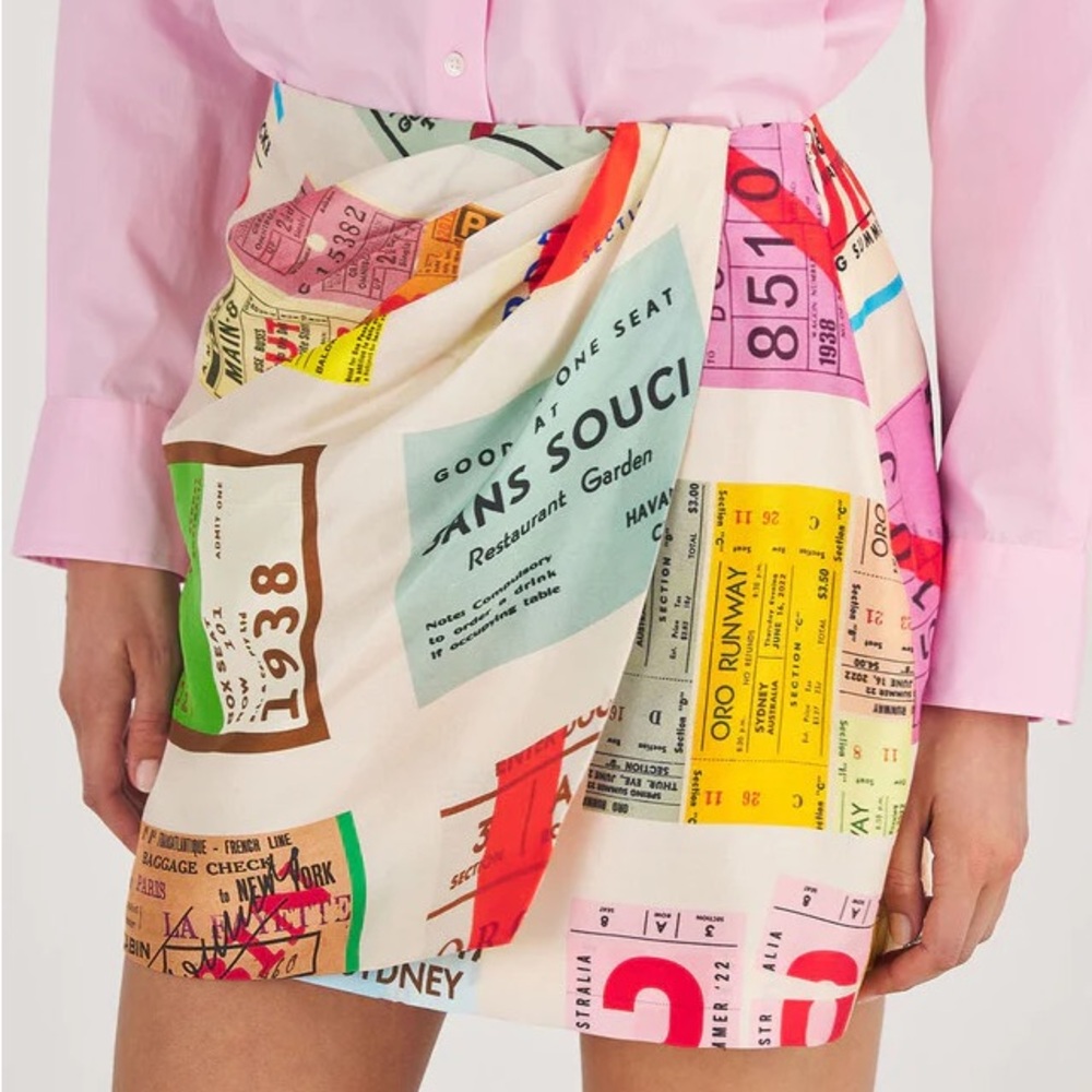 Oroton postcard mini skirt